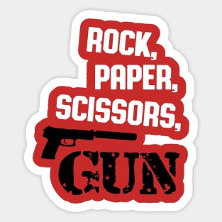 Rock,paper,scissors gun (white) Sticker